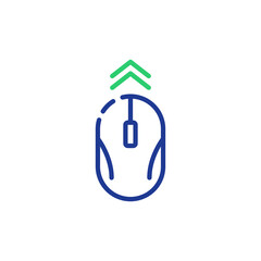  Computer Mouse Swipe Move Arrow Line Icon. Mouse PC Scroll Up Linear Pictogram. Wireless Computer Tool Navigation Outline Icon. Cursor Scroll Up Sign. Editable Stroke. Isolated Vector Illustration