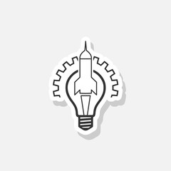 Rocket startup gear icon sticker isolated on white background