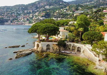 Acrylic prints Villefranche-sur-Mer, French Riviera Aerial view of a beautiful sea in Villefranche-sur-Mer, France