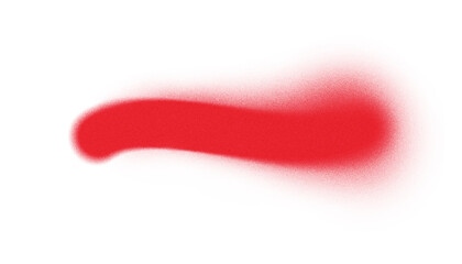 Abstract wavy stripe of red color. Colorful blot on white background with grainy spray effect.