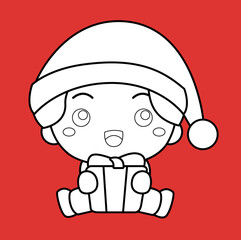 Kids Celebration Christmas Feast Digital Stamp