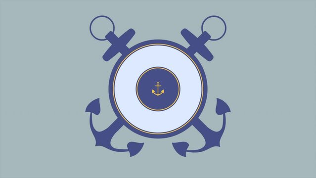 Military navy sea anchor on blue background, motion holidays, military and warfare style background