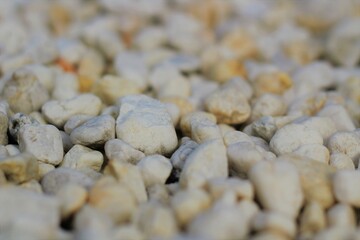White gravel pebble stone texture for a garden pathway