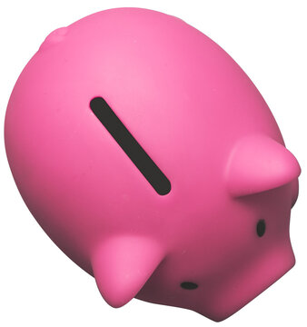 Piggy bank isolated topview