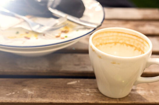 Dirty Plates And Cup After Dinner