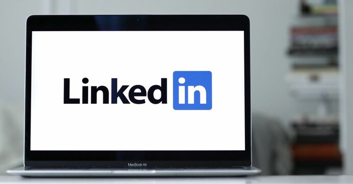 LinkedIn logo on computer screen