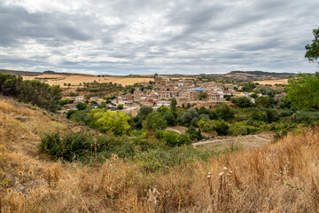 Fototapeta na wymiar Rural landscape with the town of Torres del Río, Navarra, Spain. Santiago's road.