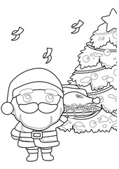 Christmas Feast Dinner Celebration Coloring Pages A4 for Kids and Adult