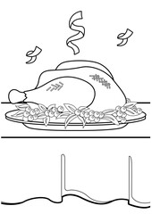 Christmas Feast Food Dinner Celebration Coloring Pages A4 for Kids and Adult