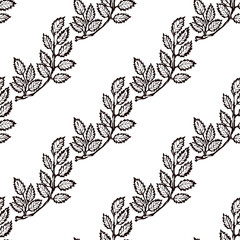Seamless pattern with hand drawn rowan leaves. Suitable for packaging, wrappers, fabric design. PNG ink illustration