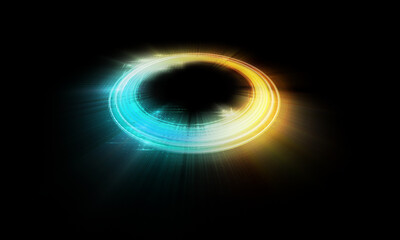 Abstract Glowing Circle, Elegant Light ring. Glowing spiral. The energy flow tunnel. shine round frame with light circles light effect.