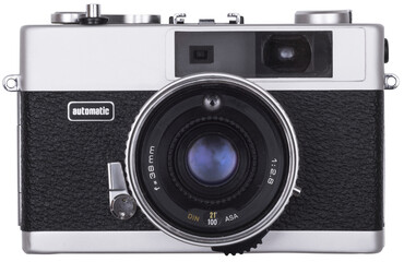 Old photo camera isolated frontview - 535479415