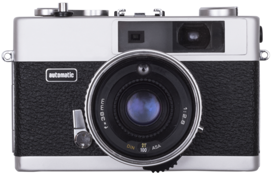 Old photo camera isolated frontview