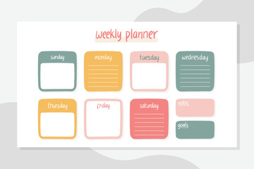 weekly planner template with organic shape