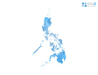 Philippines map blue polygon triangle mosaic with white background. Vector style gradient.
