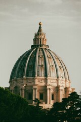 St. Peter's Basilica in the Evening from the Gardens of the Vatican Museum - obrazy, fototapety, plakaty