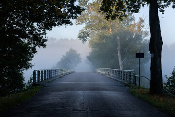 FOG - Mist on the bridge over the river