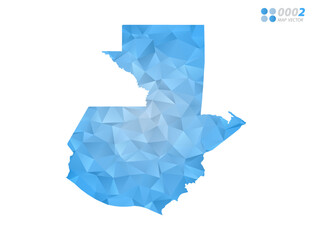 Guatemala map blue polygon triangle mosaic with white background. Vector style gradient.