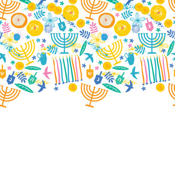 Hanukkah greeting card. Hanukkah vector background with menorah with candles
