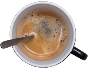 cup of coffee topview isolated