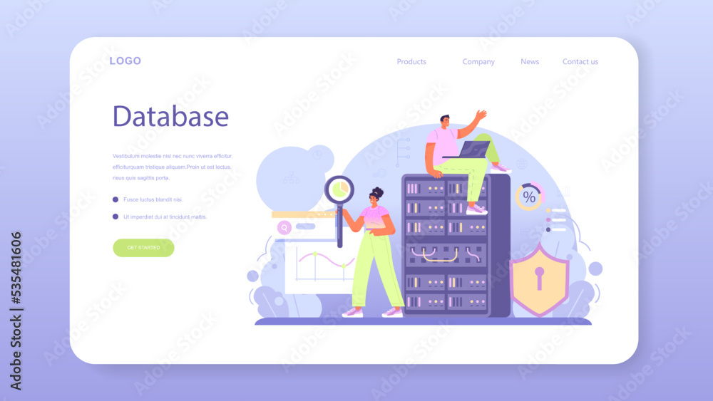 Poster big data analytics web banner or landing page. big data based