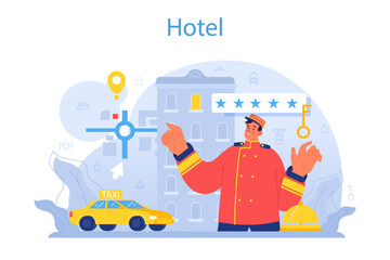 Fototapeta na wymiar Hotel administrator concept. Tourism service, professional hotel stuff