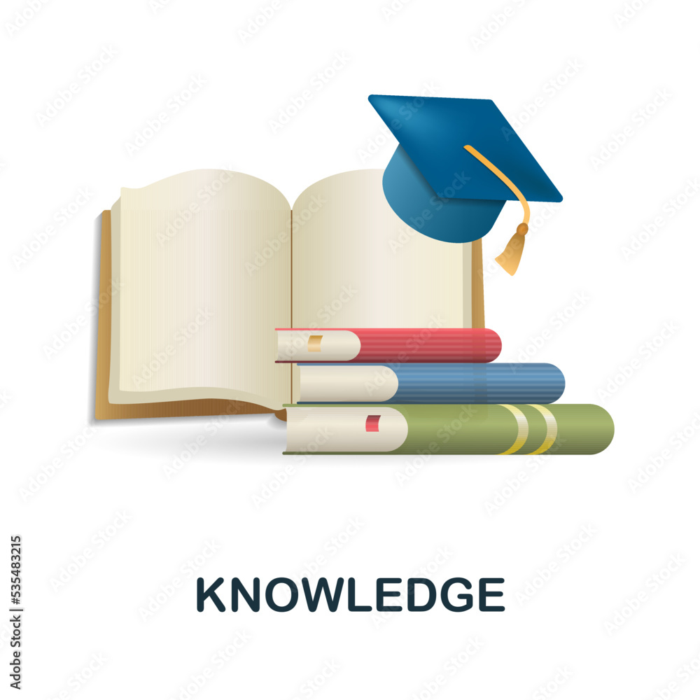 Poster knowledge icon. 3d illustration from e-learning collection. creative knowledge 3d icon for web desig