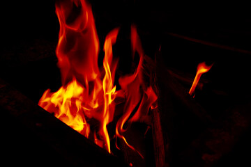 Background of the flame in the oven. Overlay layer. Tongues of fire in a fireplace.