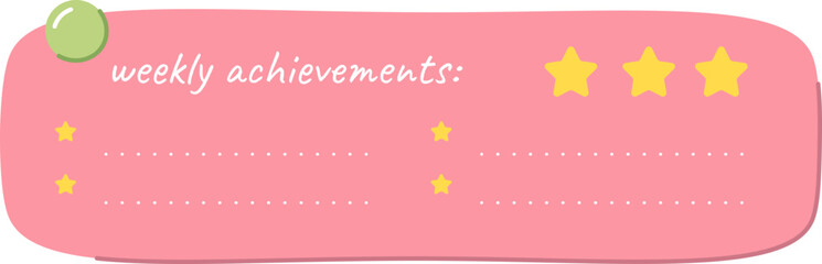 Obraz na płótnie Canvas Weekly achievements sheet Design Element. Vector illustration