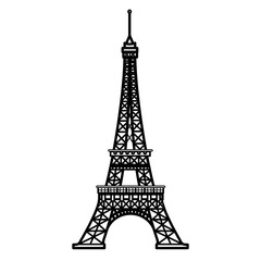Fototapeta na wymiar Eiffel tower, silhouette, shape, vector illustration