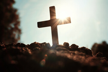 Christian cross abstract natural background. symbol of Holy Spirit. Holy Trinity Sunday, festive...