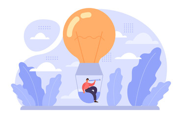 Future concept. Character searching for future opportunities