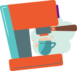 Working coffee machine icon. Vector illustration