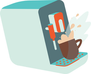 Working mini coffee machine icon. Vector illustration
