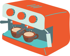 Working coffee machine icon. Vector illustration