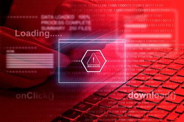 Malware attack alert , virus in computer , risk management and security awareness