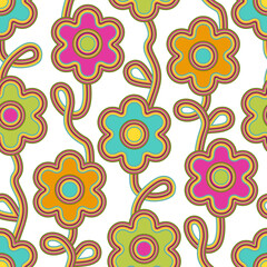 Seamless Pattern of Stylized Flowers