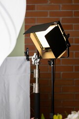 Video light lightning a table set in a kitchen