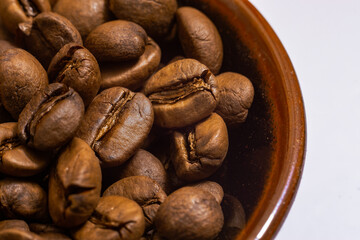 coffee beans isolated close up,white background