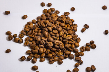 coffee beans pile isolated,white background