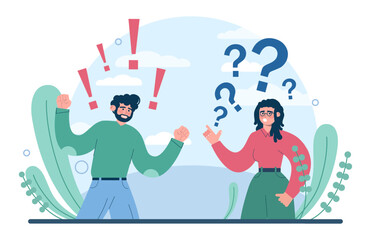 Misunderstanding concept. Social controversy or disagreement. Troubled