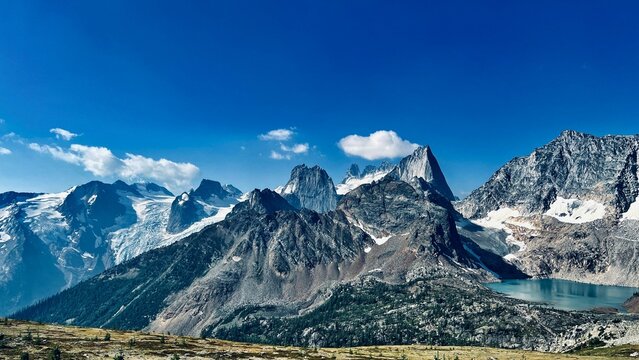 Bird's Eye View Of A Landscape Of Rough Mountains In The Daytime