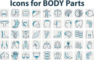 Set of icons for body parts