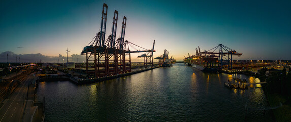 Hamburg Harbour HHLA Sunset 