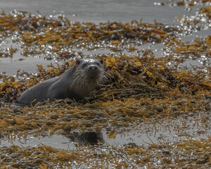 Otter in sea loch on Isle of Mull, Scotland