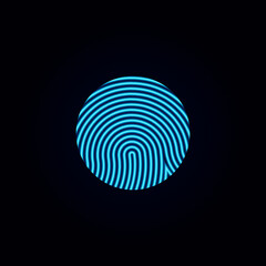 Digital touch scan dentification. Finger print flat scan.  Fingerprint icon design for app.