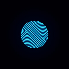 Digital touch scan dentification. Finger print flat scan.  Fingerprint icon design for app.