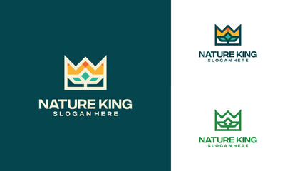 Nature King logo designs concept vector, Agriculture logo designs template, Elegant Crown Royal King logo