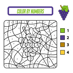 Coloring by numbers. Coloring of grapes for kids