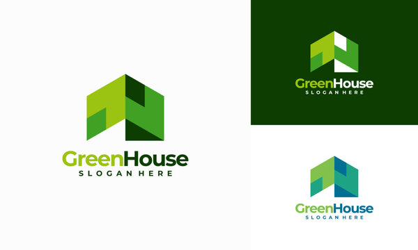 Modern Green House logo designs concept vector, Building Development logo designs template
